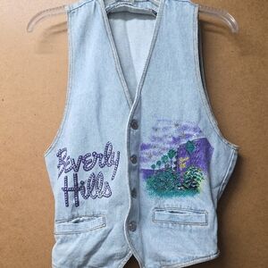 Vintage 80s Air-brushed Painted Beverly Hills Jean Vest